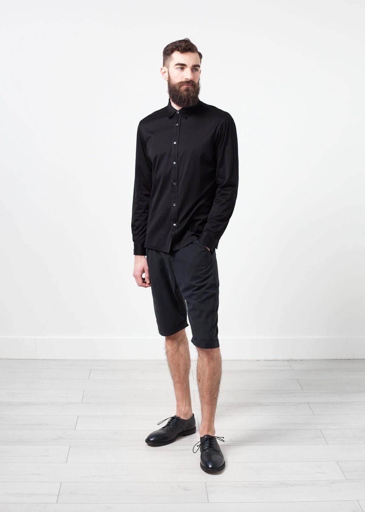 Camisa escocesa con botones en negro