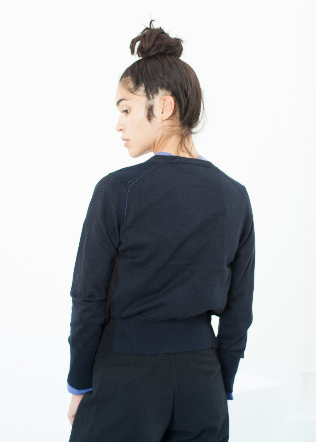 Cardigan cu model matlasat, negru/bleumarin
