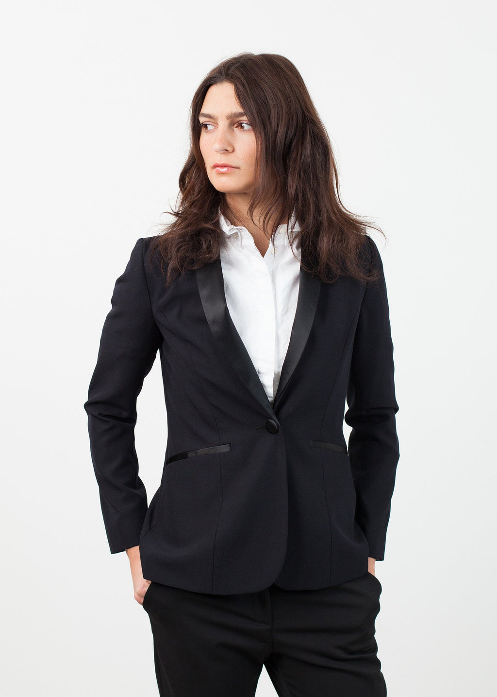 Blazer con cuello chal en negro