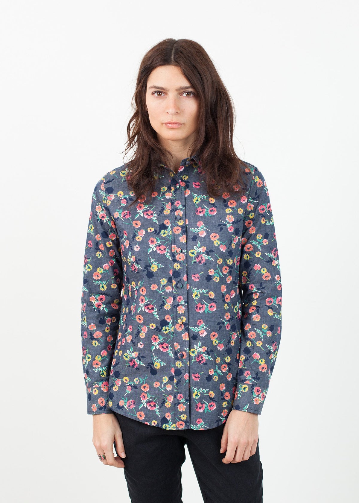 Bluză cu mânecă lungă, negru/floral
