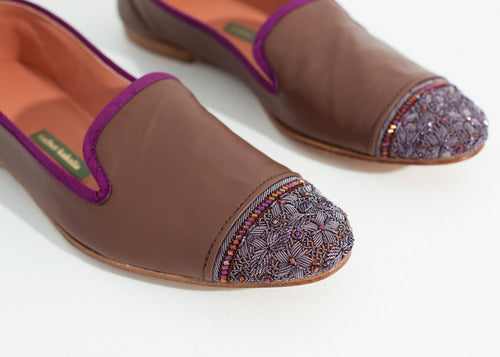 Mocasini Bizi Cap Toe în Rose/Aubergine